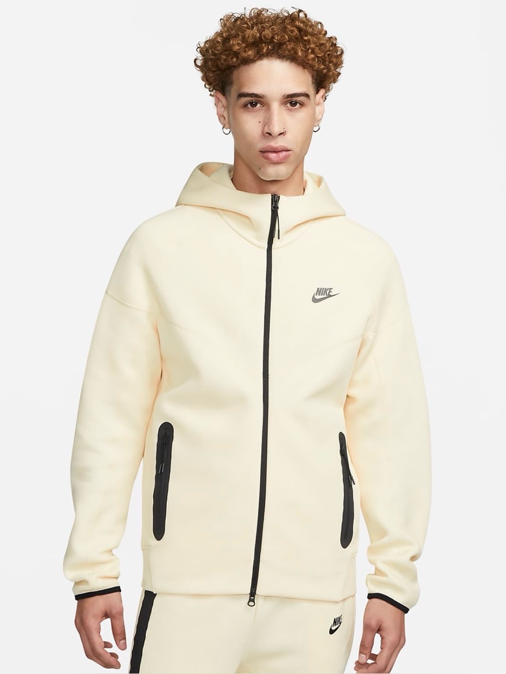 Nike Tech Fleece Windrunner Hoodie Coconut Milk Black Men’s M FB7921-113
